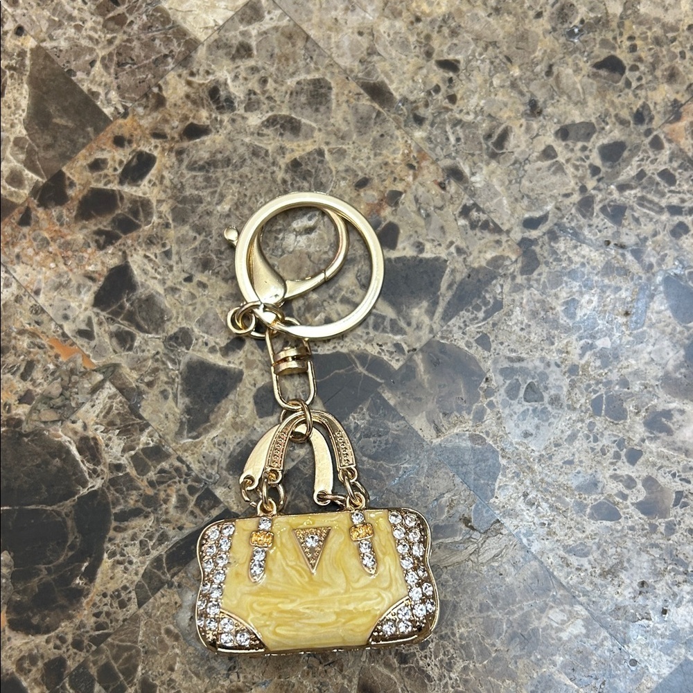Elegant Gold Keychain with Crystal Accents
